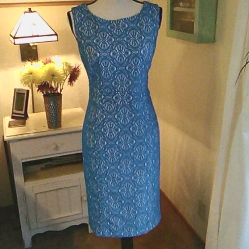 Jones New York Blue Lace Sheath Dress